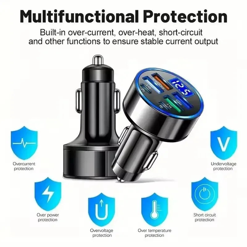4-Port USB Car Charger PD+QC3.0 35W Fast Charging Adapter Car Charger Adapter Babs