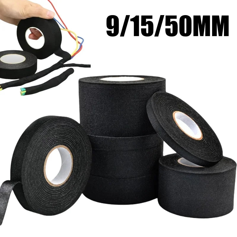 10M Fabric Electrical Tape – Heat-Resistant Auto Wiring Harness Wrap Electrical Harness Tape Babs