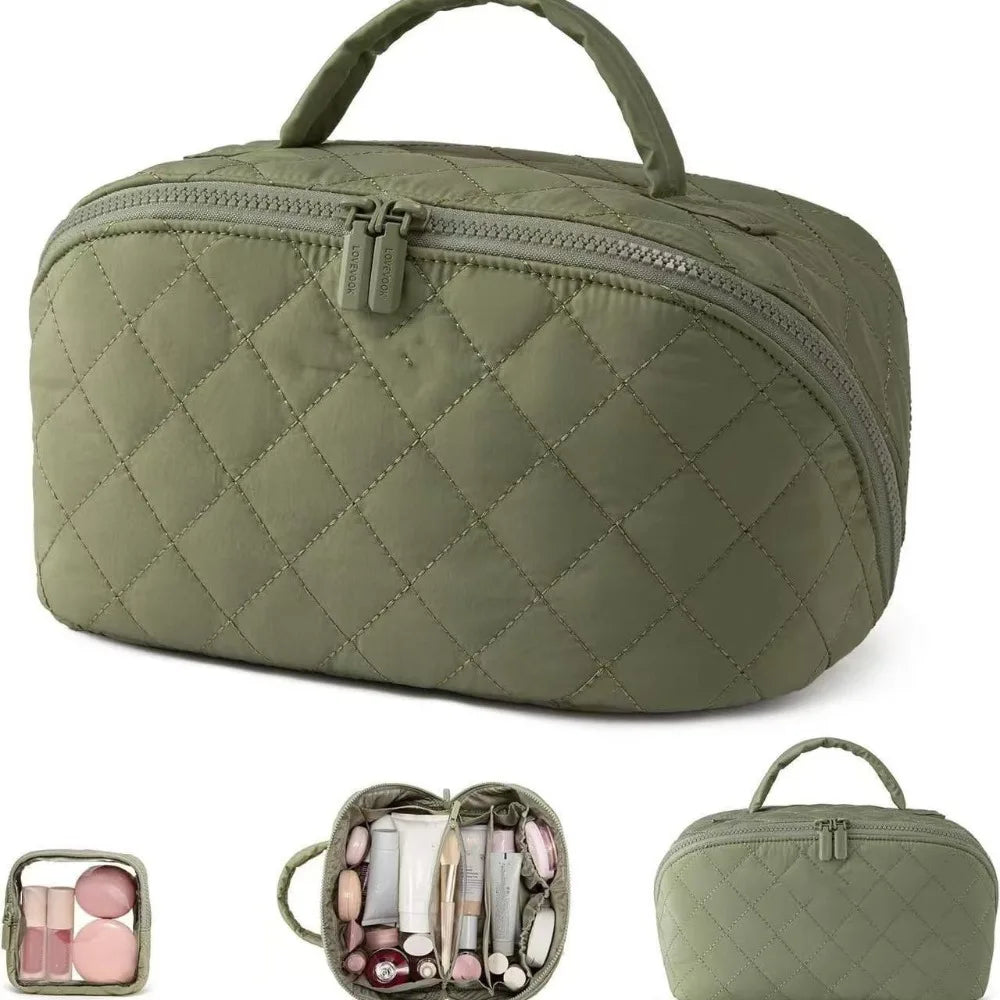 Lay-Flat Makeup Bag – Water-Resistant Travel Cosmetic Organizer Travel Makeup Bag Babs 1Pc-Green