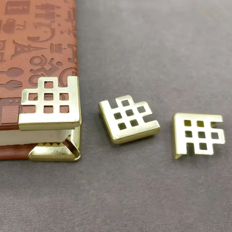 30pcs Vintage Metal Book Corner Protectors – Gold & Bronze Grid Book Corner Protectors Babs
