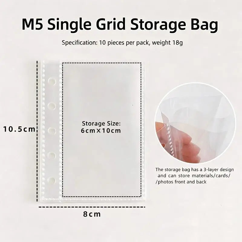 M5 Transparent PVC 6-Ring Binder Cover – Journal & Planner Ring Binder Cover Babs 10P single grids