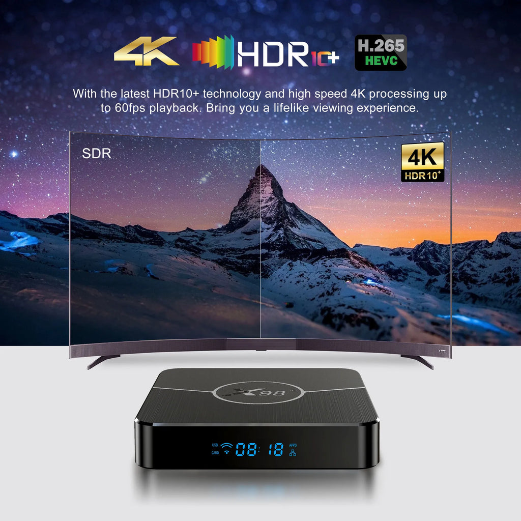 X98 Plus Android 11 TV Box 4K HDR10+ Amlogic S905W2 Dual WiFi Android TV Box Babs