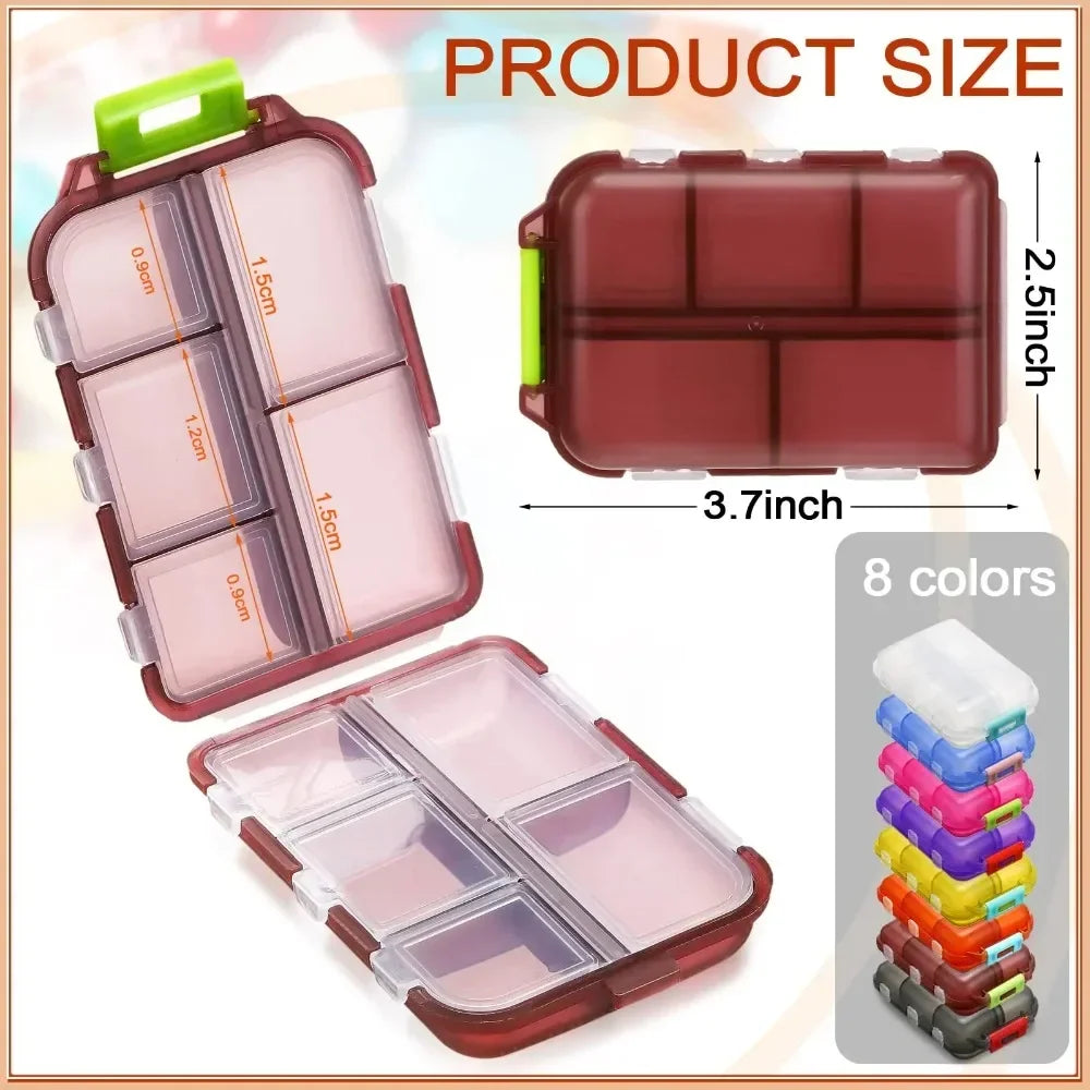 10-Compartment Portable Travel Pill Organizer & Daily Case Pill Organizer Case Babs