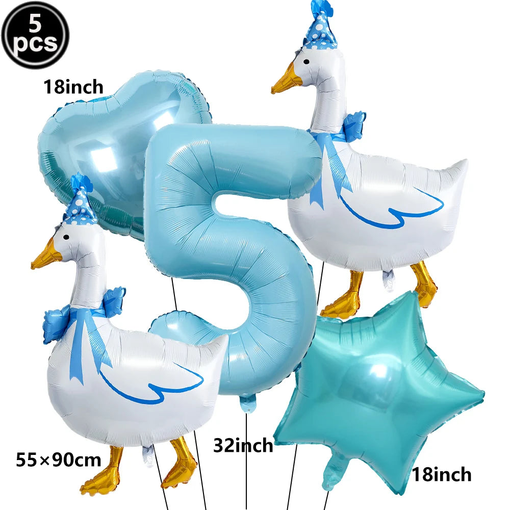 Goose 1st Birthday Foil Balloon Set – Farm Animal Party Decor Birthday Foil Balloon Set Babs Light Grey As pictures show