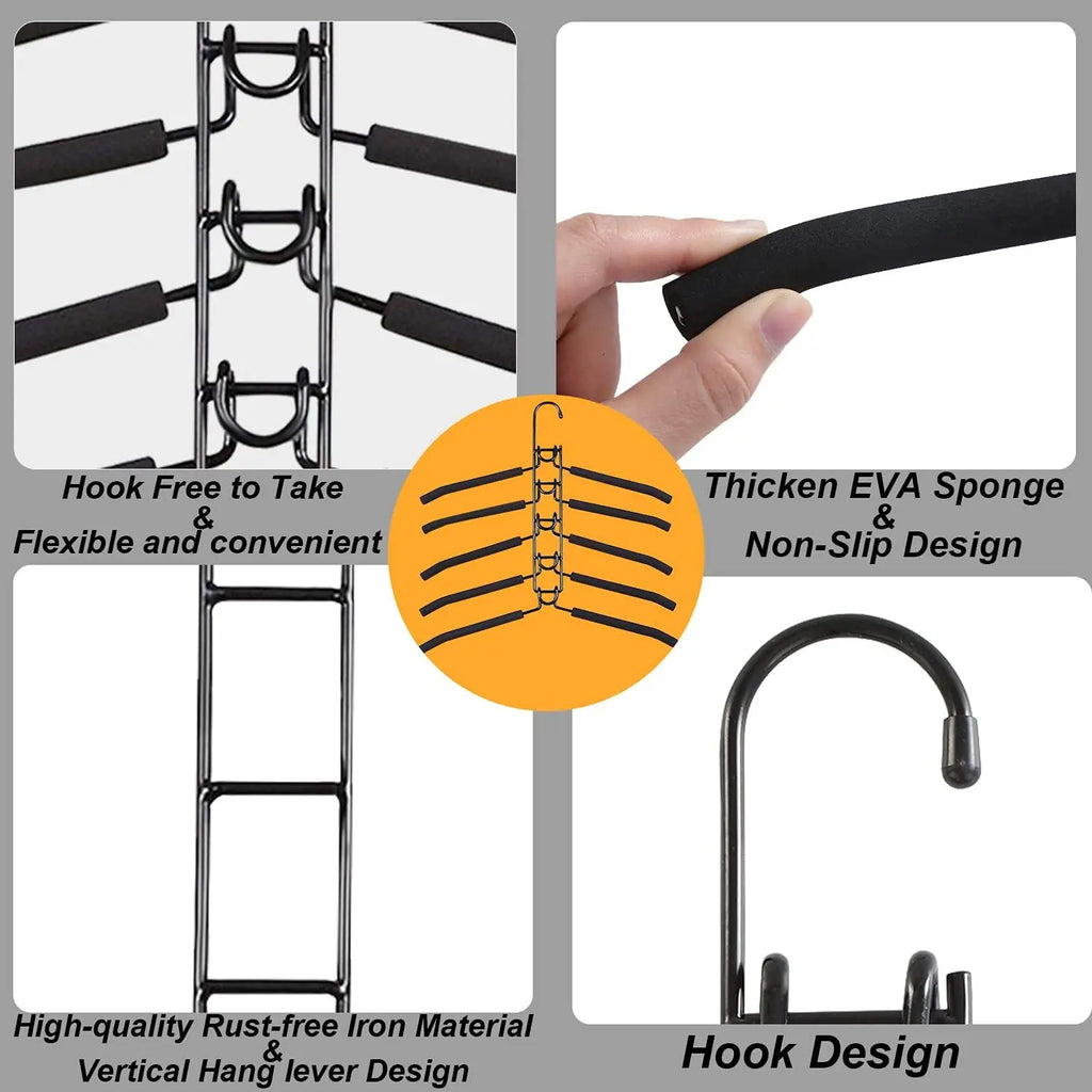 5-Pack Multi-Layer Hangers with Hooks | Space-Saving Closet Closet Hanger Organizer Babs