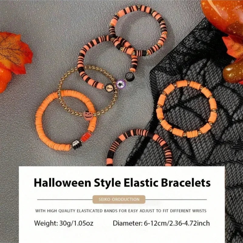 6pcs Halloween Charm Bracelet Set – Pumpkin Bat Ghost Halloween Charm Bracelet Babs