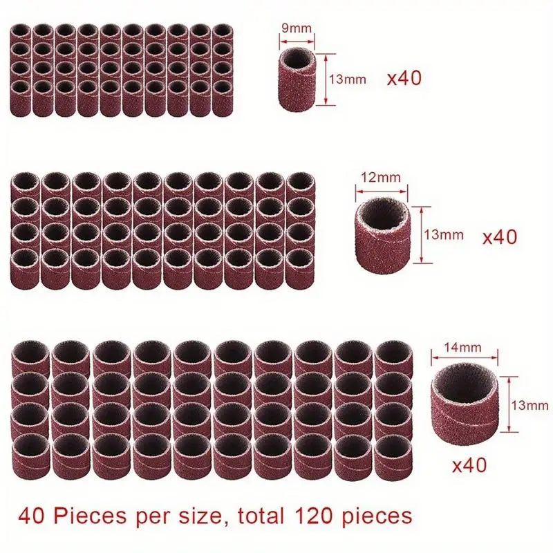 132-Pc Aluminum Oxide Sanding Drum Set for Rotary Tools Rotary Tool Accessory Babs