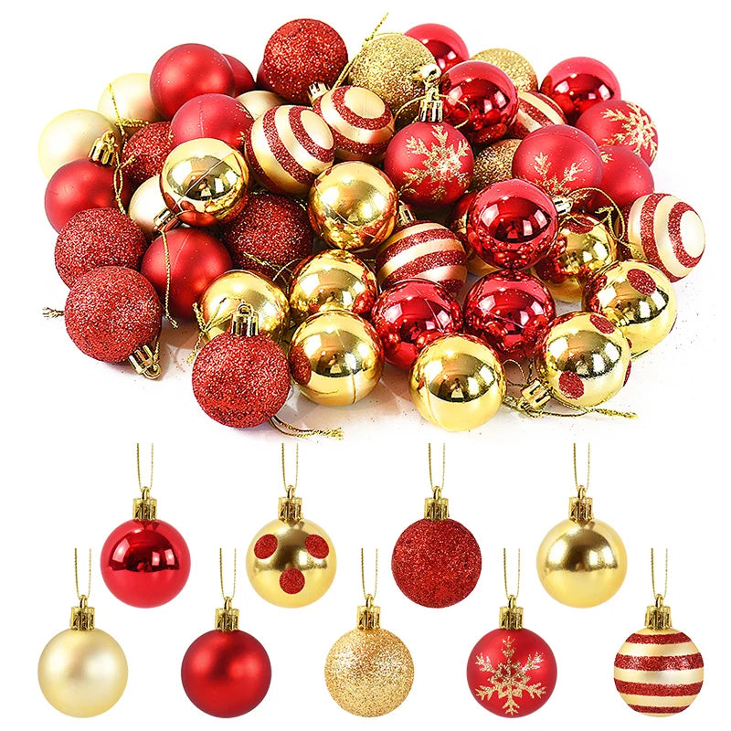 50Pcs Christmas Tree Ball Ornaments – Red & Gold Baubles Christmas Tree Ornaments Babs