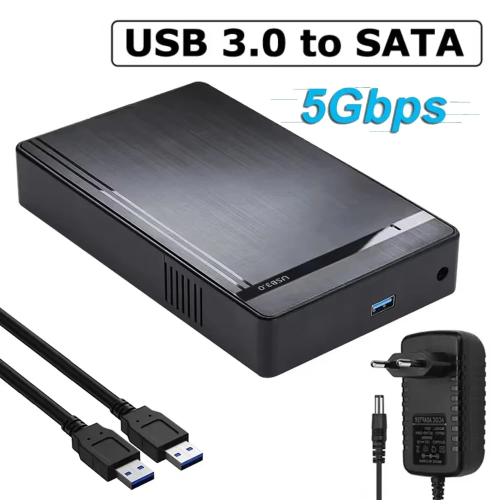 USB 3.0 External HDD Enclosure 2.5/3.5" SATA SSD Hard Drive Hard Drive Enclosure Babs black