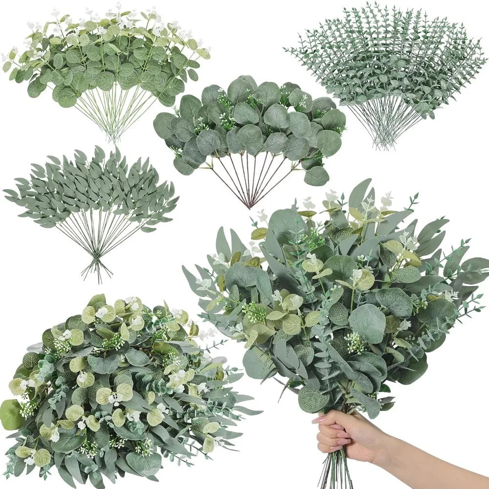 Artificial Eucalyptus Leaf Stems | Silver Dollar Picks 5/10/20pc Artificial Leaf Picks Babs