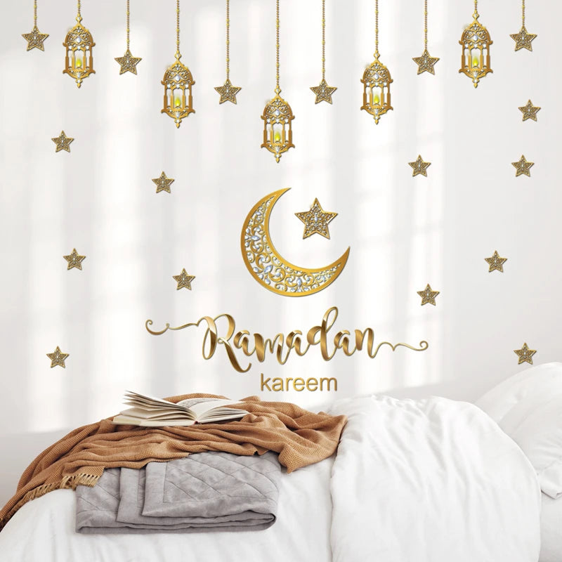 Ramadan Mubarak Wall & Window Stickers – Eid Moon Star Decor Decorative Wall Stickers Babs