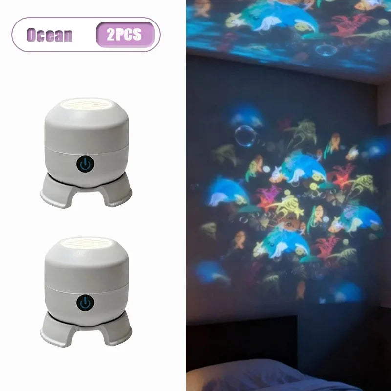Starry Sky Projector Night Light | Rotating Galaxy Lamp Projector Night Light Babs Ocean-2PCS