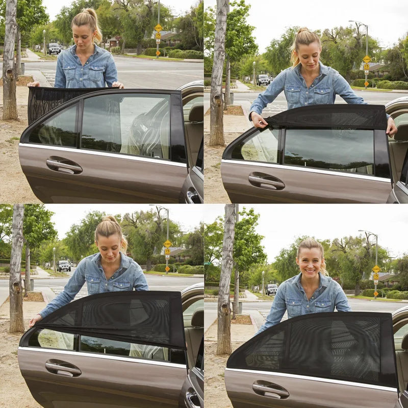Car Side Window Sun Shade UV Mesh Curtain – 2 Pack Car Window Sun Shade Babs