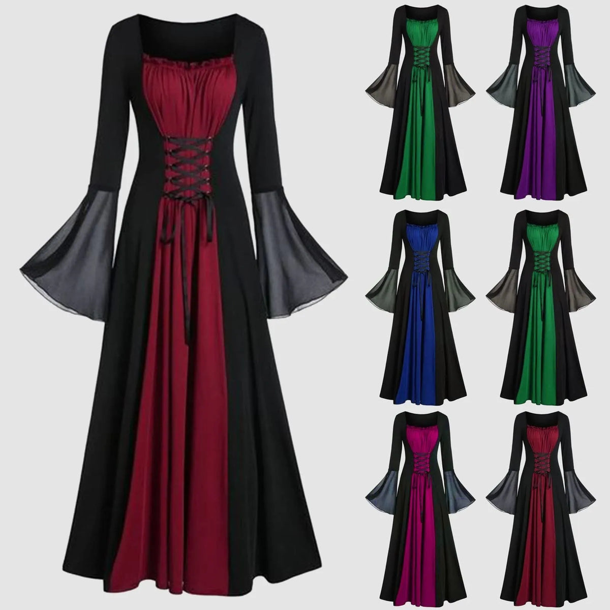 Plus Size Gothic Hooded Maxi Dress | Medieval Victorian Gown Gothic Costume Dress Babs
