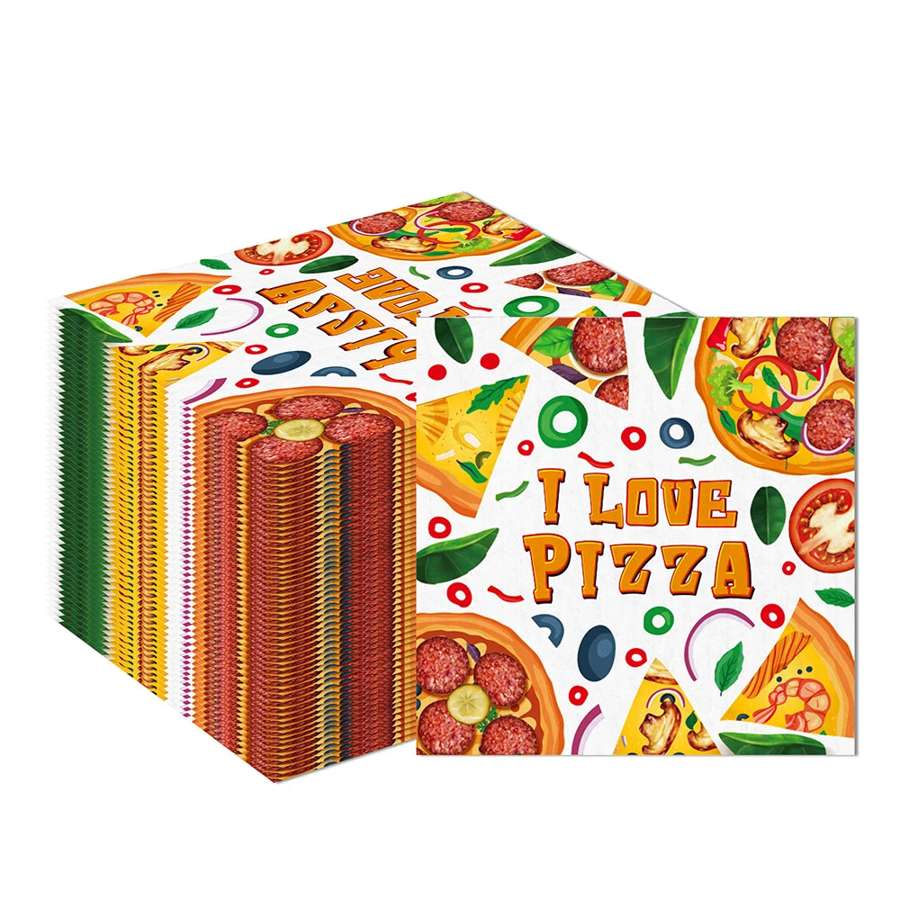 Pizza Party Paper Napkins – Disposable Cocktail Napkins 20/40/60 Disposable Party Napkins Babs