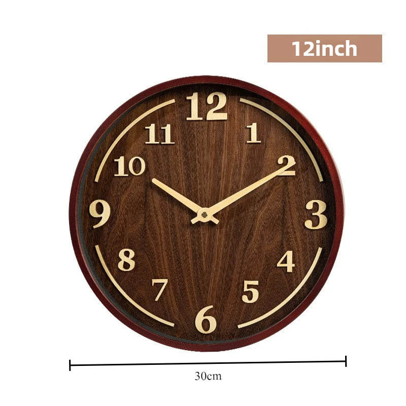 Vintage Wooden Wall Clock – Silent Quartz Round 30/35cm Wooden Wall Clock Babs 30CM