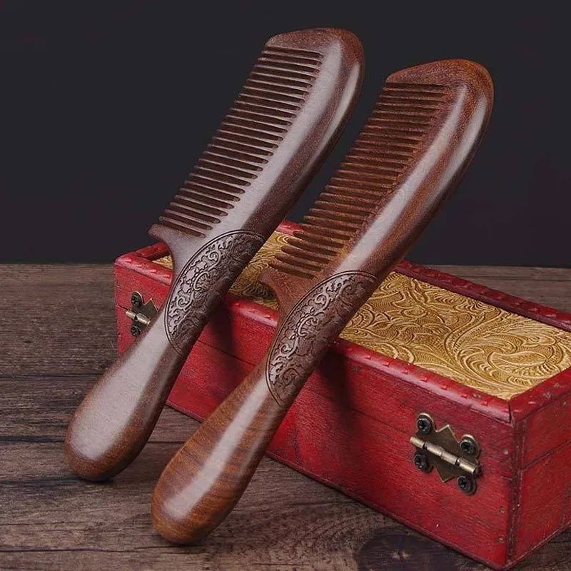 Vintage Sandalwood Double-Sided Comb – Detangle & Style Hair Styling Comb Babs