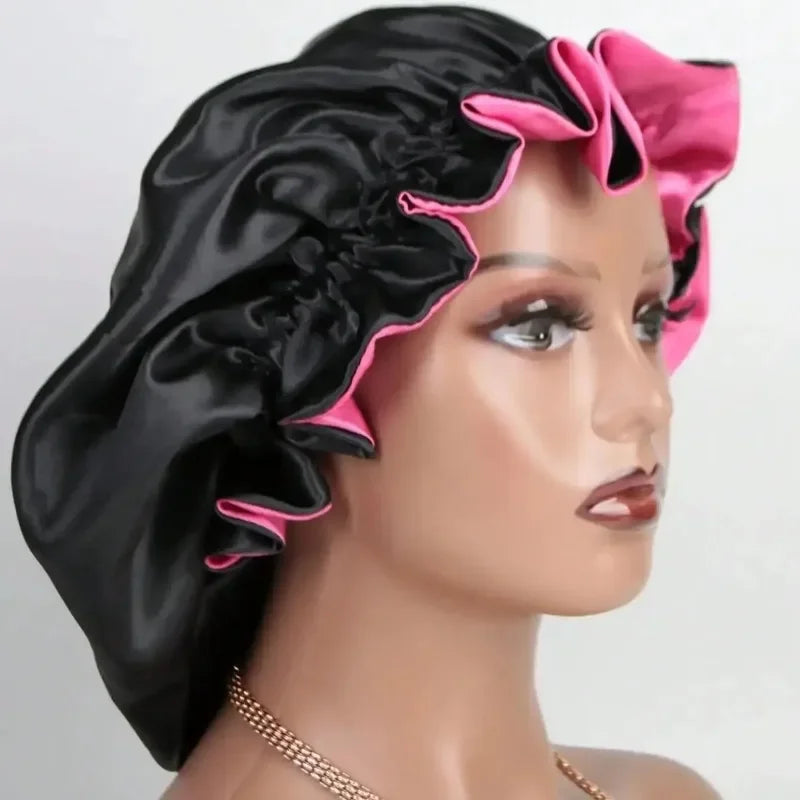 Two-Tone Satin Sleep Bonnet – Double Layer Reversible Hair Cap Satin Sleep Bonnet Babs