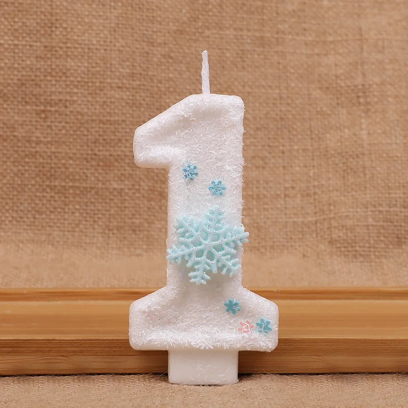 Glitter Snowflake Number Candles 0-9 Birthday Cake Topper Birthday Cake Candles Babs 1