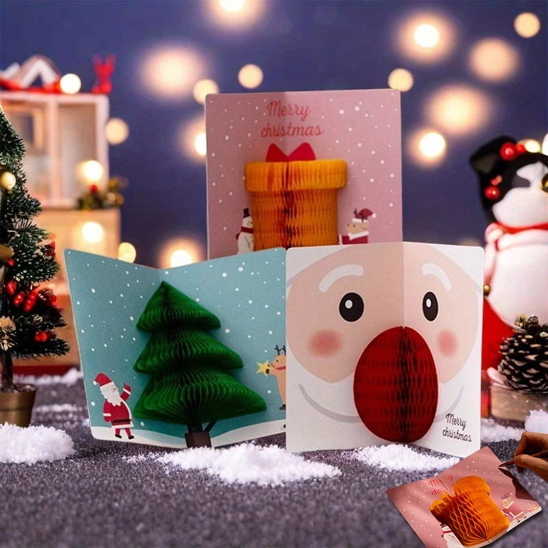 3D Pop-Up Christmas Cards with Envelopes & Sealing Stickers Holiday Greeting Cards Babs