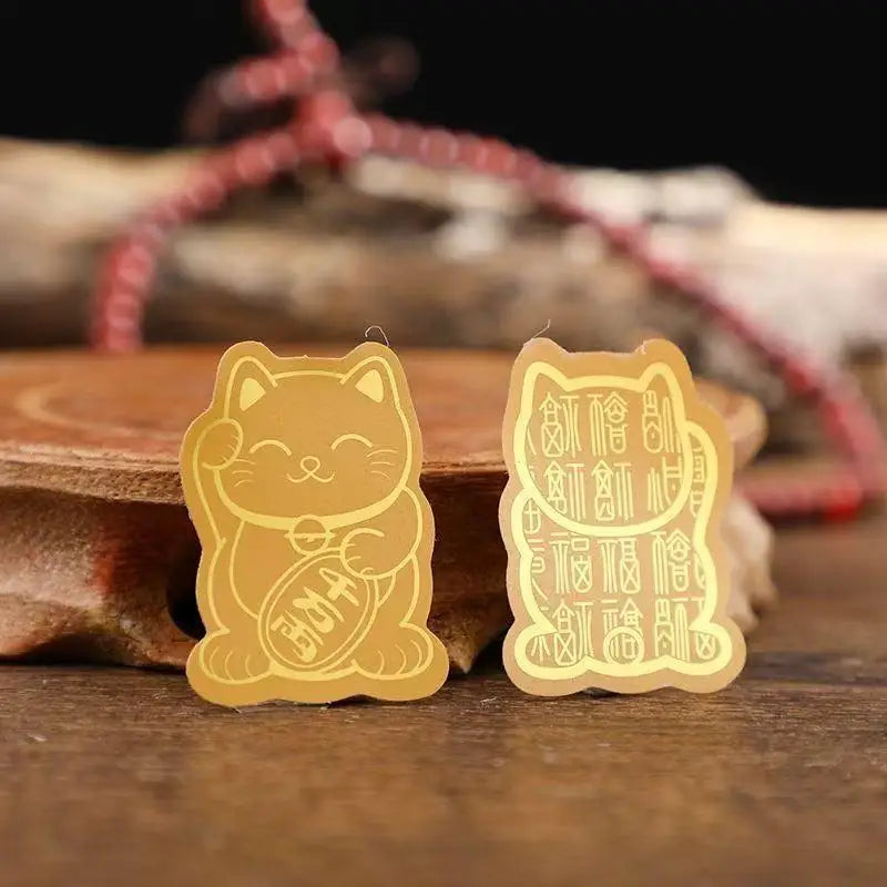 Golden Lucky Cat Gold Foil Sticker – Self-Adhesive Decal 5/10 Pcs Decorative Sticker Decal Babs
