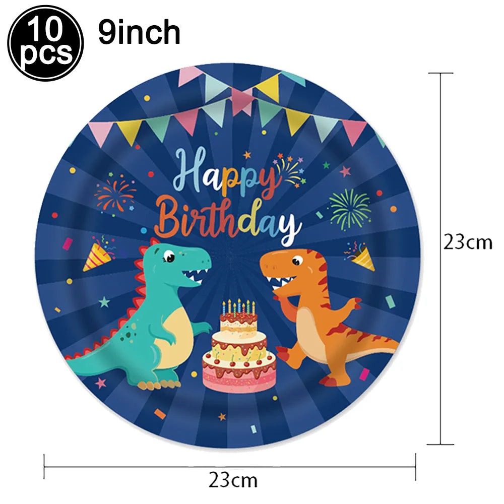 Blue Dinosaur Birthday Party Supplies – Balloons, Plates & More Party Supply Set Babs Fluorescence Yellow