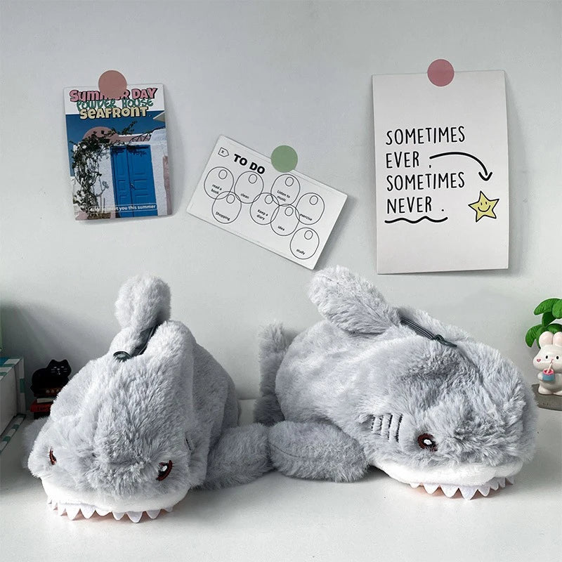 Kawaii Plush Shark Pencil Case – Large Capacity Pen Bag Plush Pencil Case Babs