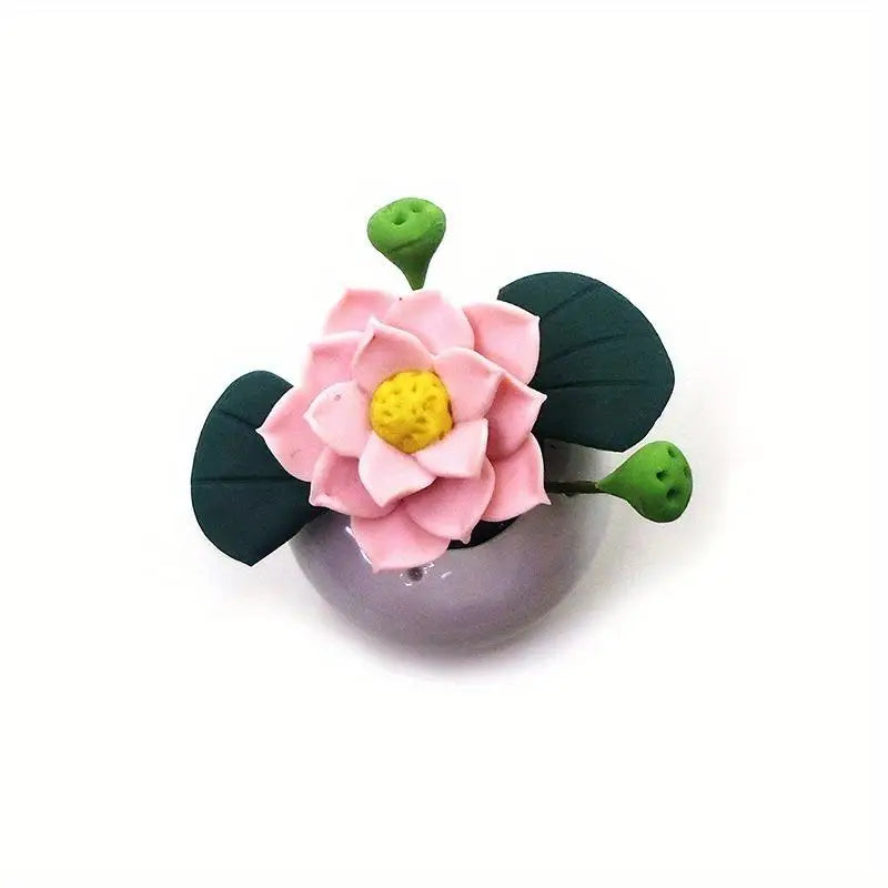 1:12 Miniature Ceramic Lotus Potted Bonsai Dollhouse Ornament Miniature Dollhouse Ornament Babs