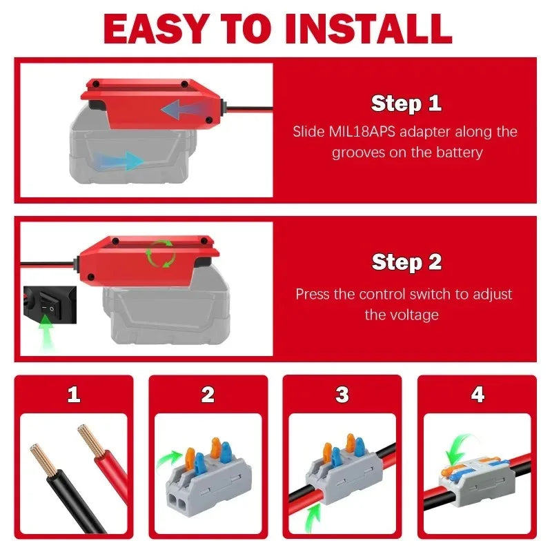 18V–20V to 12V Step-Down Converter | Makita Milwaukee Bosch Voltage Step-Down Converter Babs