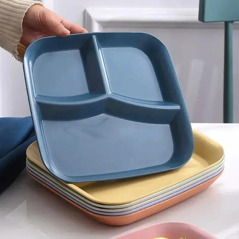 3-Grid Divided Dining Plate – Dishwasher & Microwave Safe PP Divided Dining Plate Babs