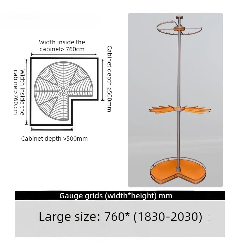 Rotating Coat Rack – Modern 6-Hook Metal Clothes Stand Rotating Coat Rack Babs Large-3 Layer-Orange