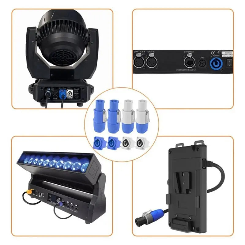 PowerCon 3-Pin Panel Mount Connector AC 250V 20A | 8-Pack Power Cable Connector Babs