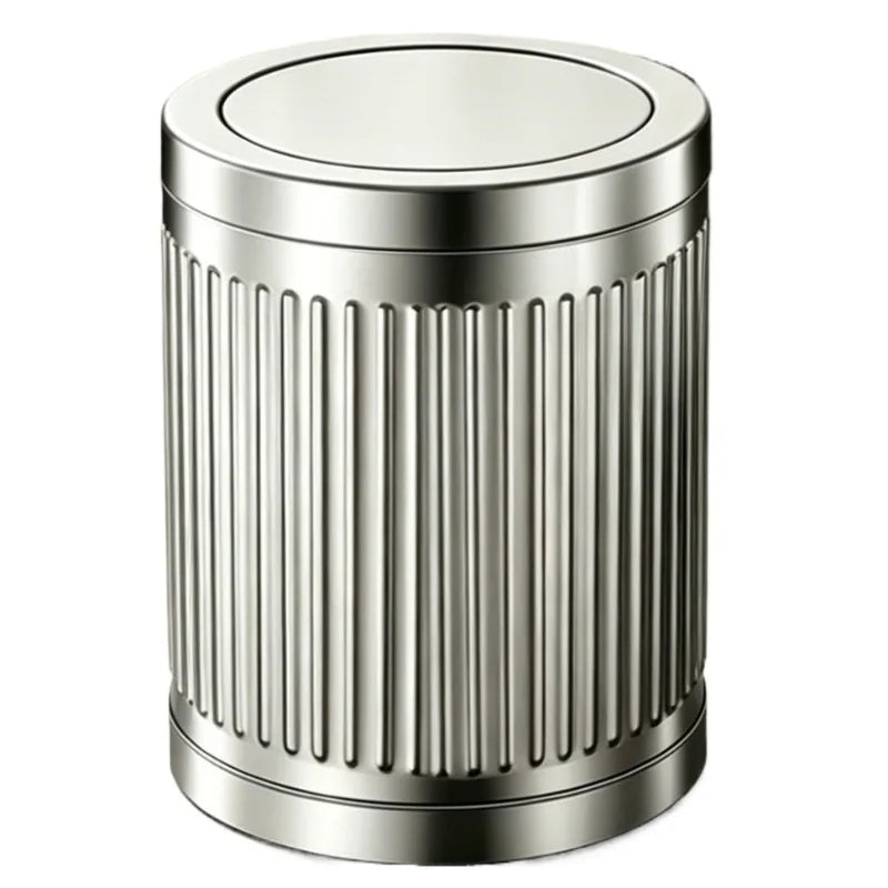 Stainless Steel Flip Lid Trash Can – Large Round Kitchen Bin Flip Lid Trash Can Babs