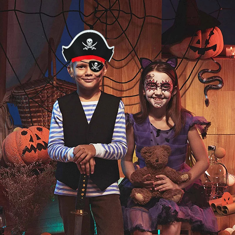 12-Pc Pirate Hat & Eye Patch Set – Halloween & Party Costume Costume Accessory Set Babs