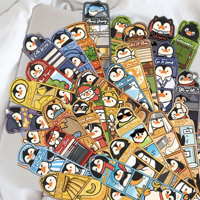 30pcs Cartoon Penguin Bookmarks Set – Fun Reading Stationery Bookmark Set Babs