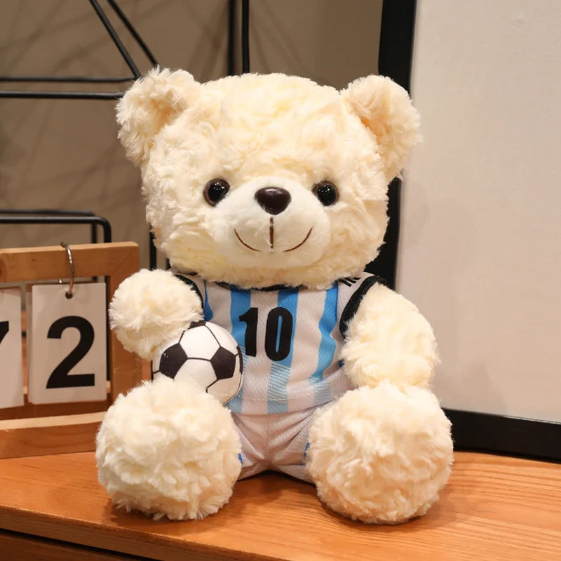 Soccer Fan Teddy Bear Plush Toy – Football Gift & Memorabilia Stuffed Plush Toy Babs White A-1PC