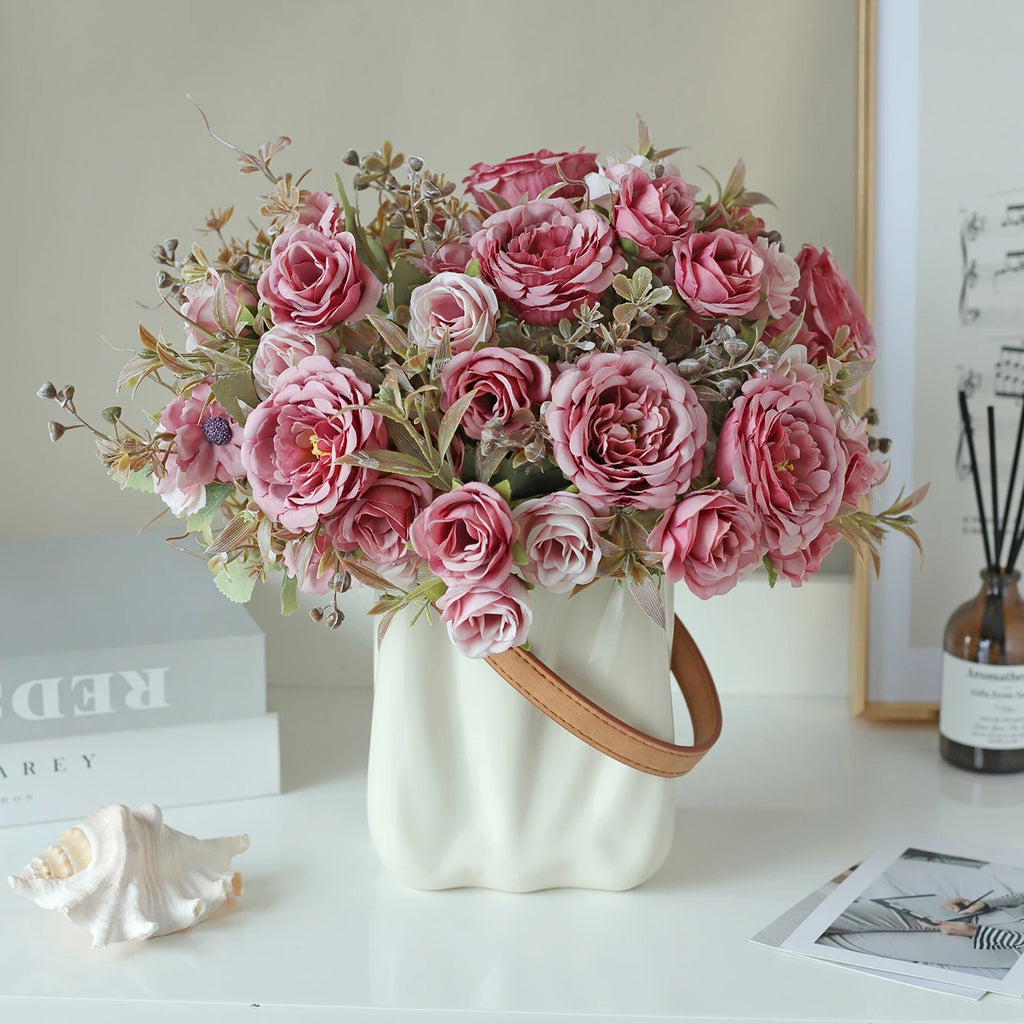 Silk Artificial Rose Bouquet – Retro Wedding & Home Decor Artificial Flower Bouquet Babs
