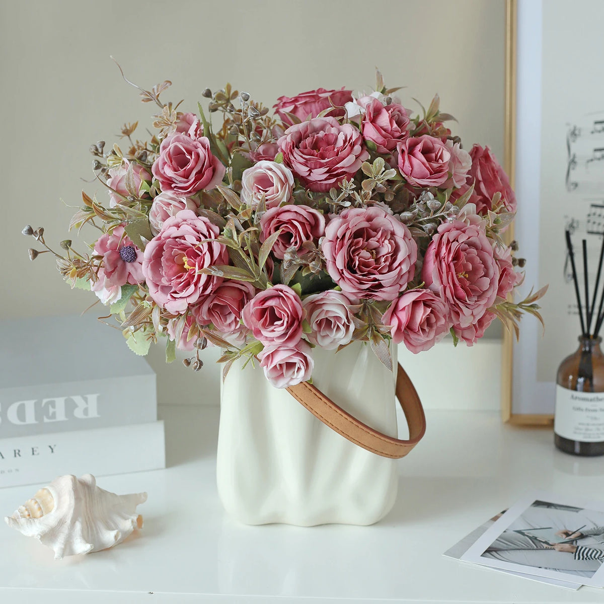 Silk Artificial Rose Bouquet – Retro Wedding & Home Decor Artificial Flower Bouquet Babs