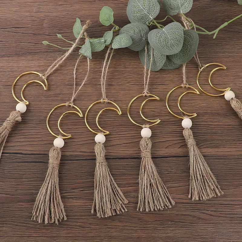 Ramadan Moon Tassel Wooden Beads Ornament – Eid Mubarak Decor Festive Wall Ornament Babs