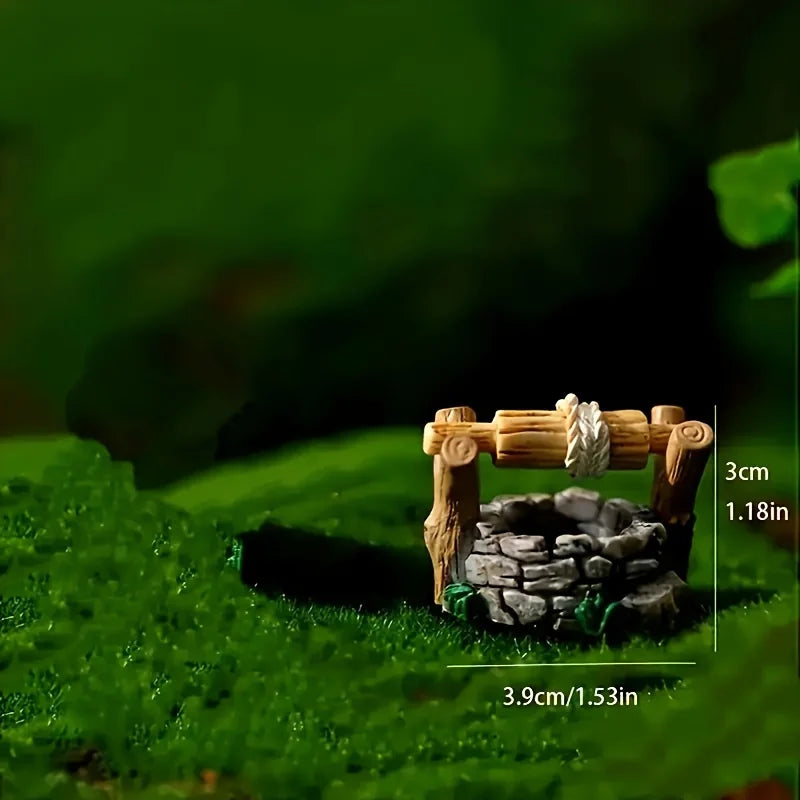 Miniature Well Statue – Handmade Resin Micro Landscape Décor Miniature Garden Statue Babs