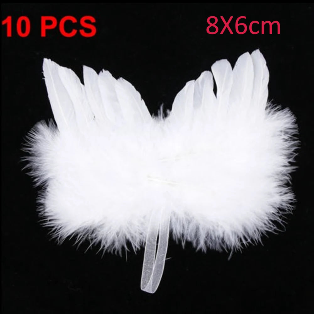 10Pcs Feather Angel Wings Ornaments – Christmas & Wedding Decor Holiday Ornaments Babs 8X6cm