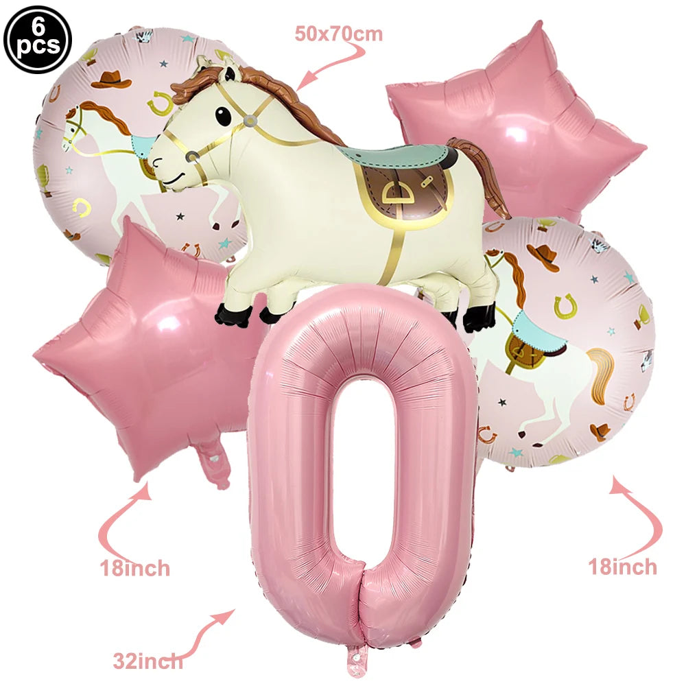 Boho Horse Birthday Party Banner & Foil Balloons Decor Set