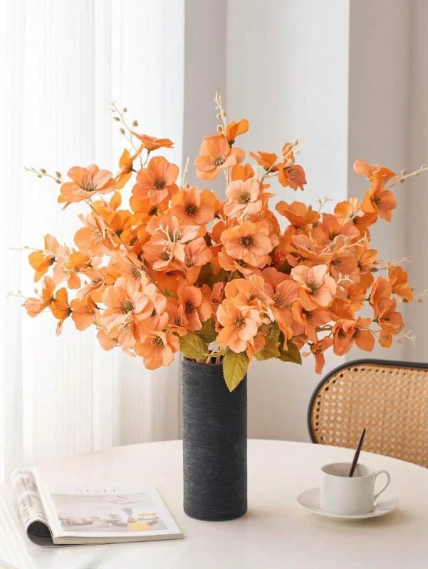 Silk Magnolia Artificial Flower Bouquet – Wedding & Home Decor Artificial Flower Bouquet Babs Orange 1pc