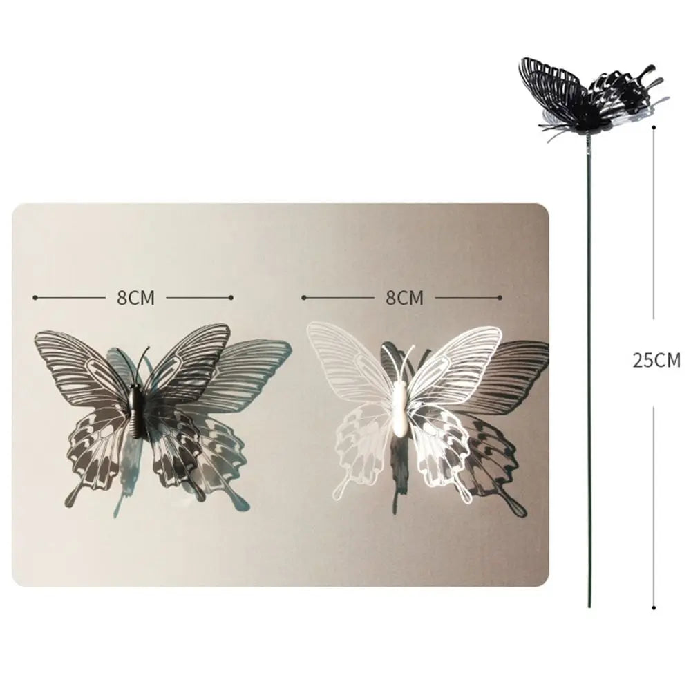 25pcs Black White Butterfly Garden Stakes – Transparent Wings 8cm Garden Decor Stakes Babs