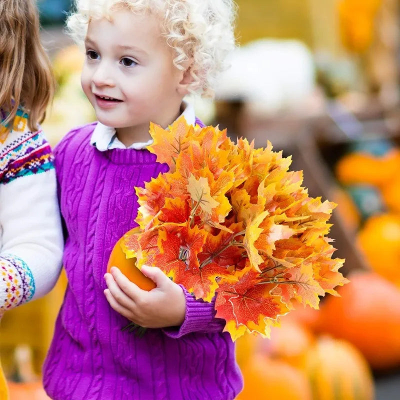 Artificial Autumn Maple Leaf Bouquet – Fall Table Décor Artificial Leaf Bouquet Babs