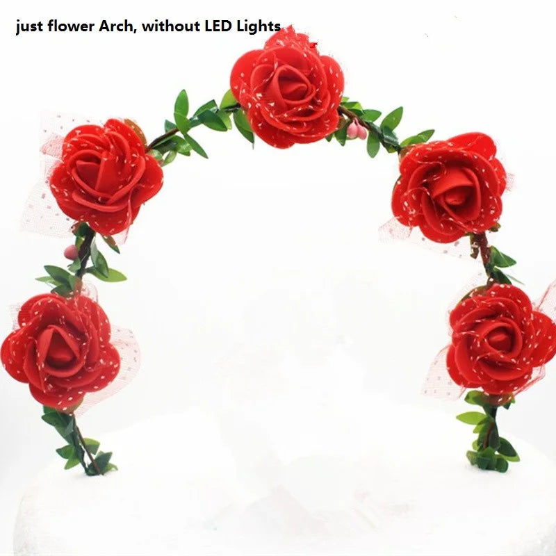 Flower Cake Topper with LED Lights | Wedding & Birthday LED Cake Topper Babs red flower