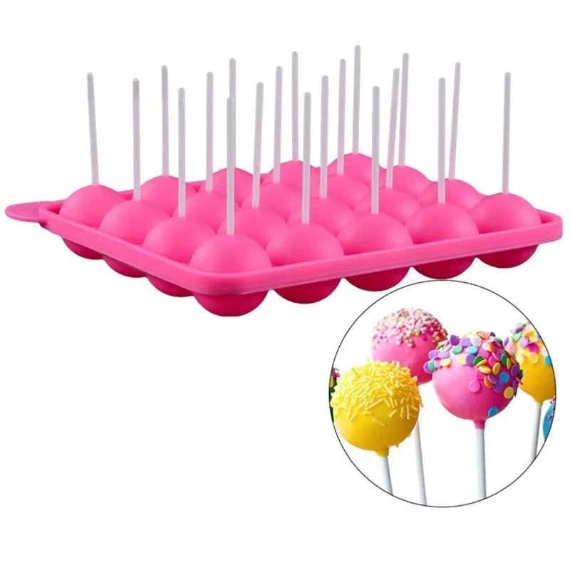20-Hole Silicone Cake Pop & Lollipop Mold with Sticks Silicone Baking Mold Babs