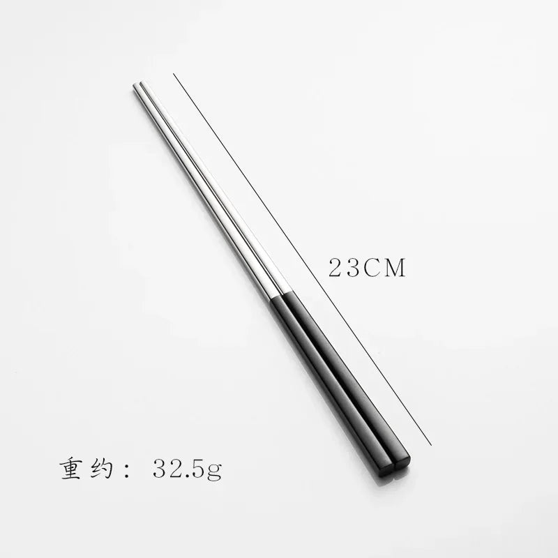 304 Stainless Steel Square Chopsticks – Gold, Rose & Colorful Stainless Steel Chopsticks Babs black silver