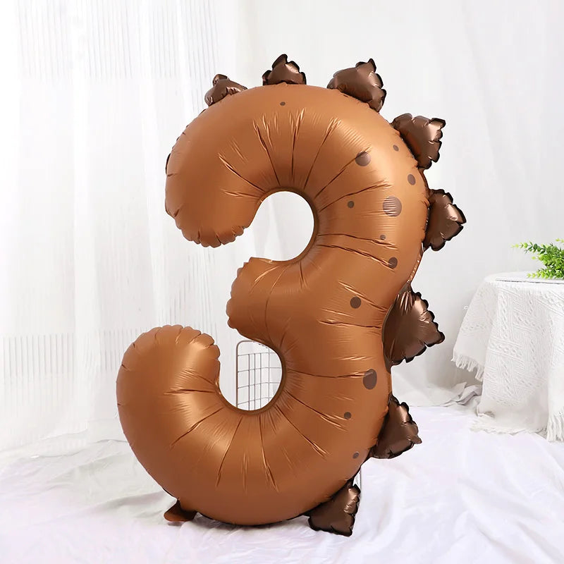 40" Dinosaur Number Foil Balloon – Kids 1st Birthday Party Decor Party Foil Balloon Babs brown-3 40Inch