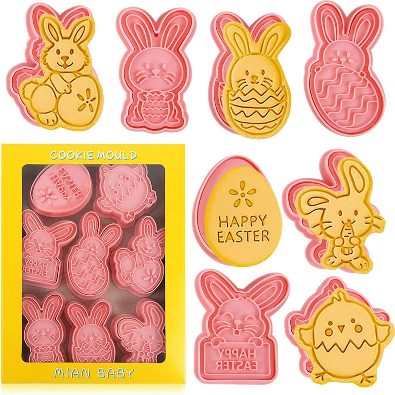 Easter Cookie Cutter Set – Egg, Rabbit & Chick Molds (4/8pcs) Cookie Cutter Set Babs
